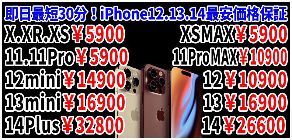 iPhone14 iPhone13 iPhone12 iPhone11 iPhoneXS iPhoneXR iPhoneX repair price